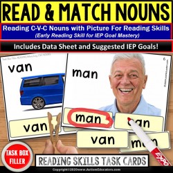 CVC Nouns for Reading and Matching TASK BOX FILLER ACTIVITIES for Special Education